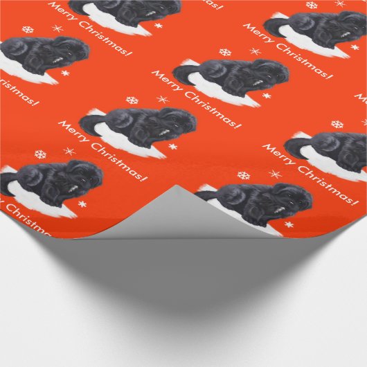Neufundland-Welpe in den Schnee-frohen Weihnachten Geschenkpapier (Ecke)