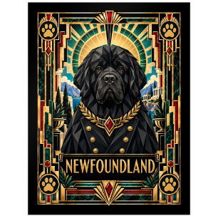 Neufundländer, Art Deco Hund Postkarte