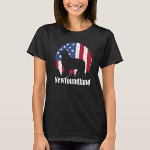 Neufundländer Hund Amerikanische Flagge 4. Juli St T-Shirt