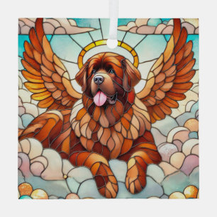Neufundländer-Hund Braun Engel Sonnenschutz Ornament Aus Glas