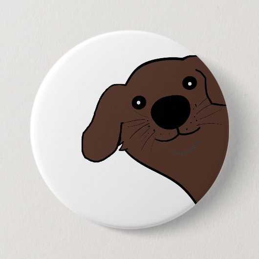 Neufundländer-Hund Braun Linpicks Cartoon Button (Vorderseite)