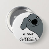 Neufundländer-Hund grau schaut heraus Cartoon Button (Vorne & Hinten)