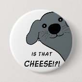 Neufundländer-Hund grau schaut heraus Cartoon Button (Vorderseite)