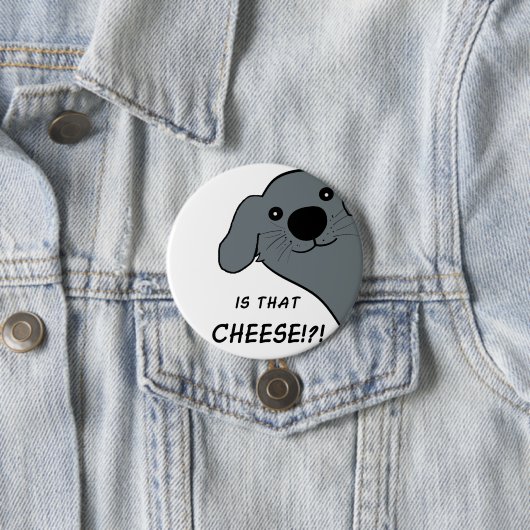 Neufundländer-Hund grau schaut heraus Cartoon Button (Beispiel)