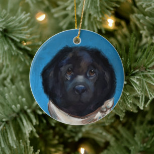 Neufundländer Hund Keramik Ornament