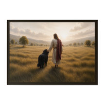 Neufundländer-Hund läuft mit Jesus