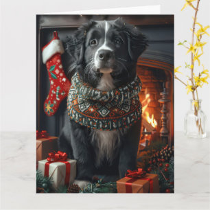Neufundländer-Hund mit Weihnachtsgeschenken am Kam Karte