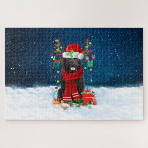 Neufundländer-Hund mit Weihnachtsgeschenken Puzzle