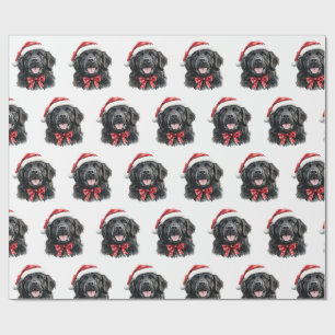 Neufundländer Hund mit Weihnachtsmannmütze Geschenkpapier