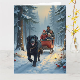 Neufundländer Hund Schlittenfahrt Weihnachten Karte