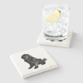 Neufundländer Hund Schwarz Steinuntersetzer (Seitenansicht)