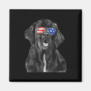 Neufundländer Hund singt Flagge Amerikanisch 4. Ju Magnet