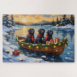 Neufundländer-Hund Weihnachten Boot Urlaub Puzzle