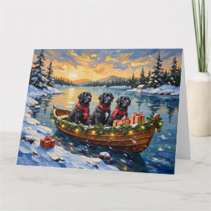 Neufundländer-Hund-Weihnachtsboot-Feiertag Karte