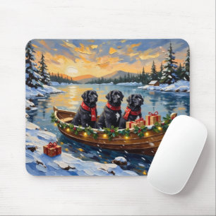 Neufundländer-Hund-Weihnachtsboot-Feiertag Mousepad
