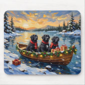 Neufundländer-Hund-Weihnachtsboot-Feiertag Mousepad (Vorne)