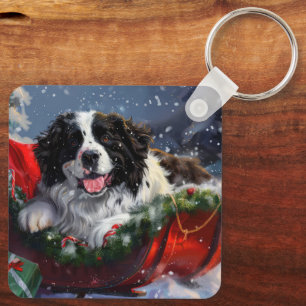 Neufundländer-Hund Weihnachtsfestlich Schlüsselanhänger