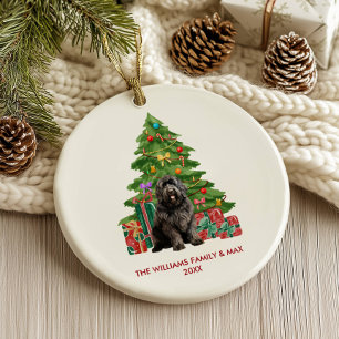 Neufundländer-Hundefamilien-Weihnachten Keramik Ornament