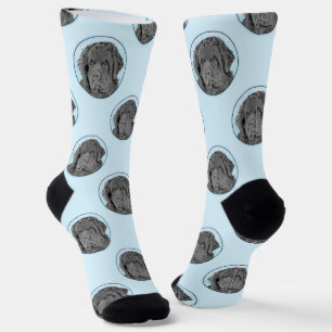 Neufundländer-Malerei Süßer Original-Hundekunst in Socken