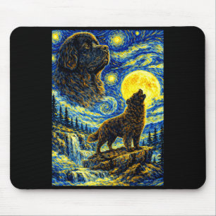 Neufundländer Sternennacht van gogh süß heulend Mousepad