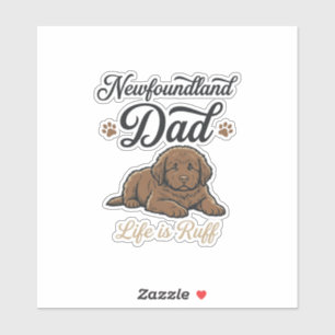 Neufundländer-Vatertags-Leben ist hart Retro-Hund- Aufkleber