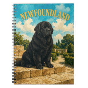 Neufundländer, Vintage-Wasserfarben-Hunde-Kunst Notizblock