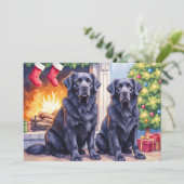 Neufundländer-Weihnachtskarte Feiertagskarte (Stehend Vorderseite)