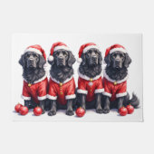 Neufundländer-Weihnachtskleid Santa-Hut Fußmatte (Vorderseite)