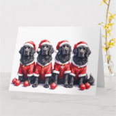 Neufundländer-Weihnachtskleid Santa-Hut Karte (Gelbe Blume)