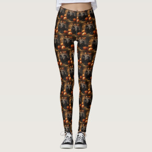 Neufundländer Welpe Herbstfreude Kürbis Leggings