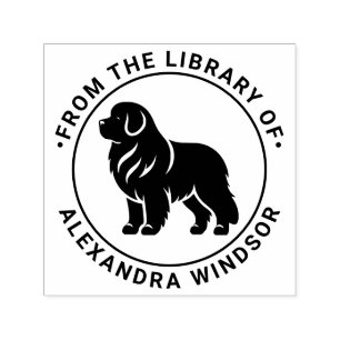 Neufundländerhund Stehend Sil Bibliotheksbuch Name Permastempel