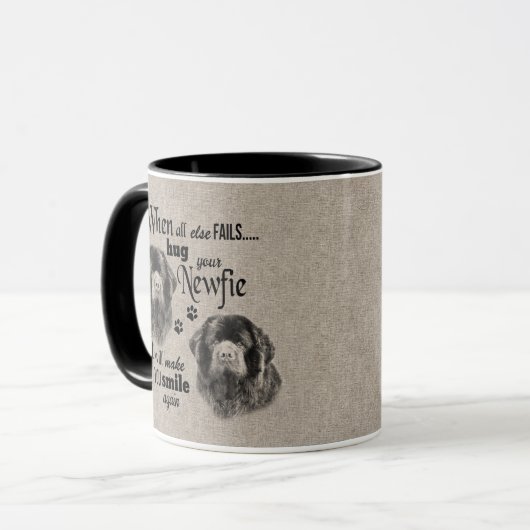 Neufundlandkunst, wenn alles Zitat versage Tasse (Vorderseite Links)