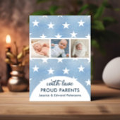 Neugeborene Ankündigung Foto Collage Blue White