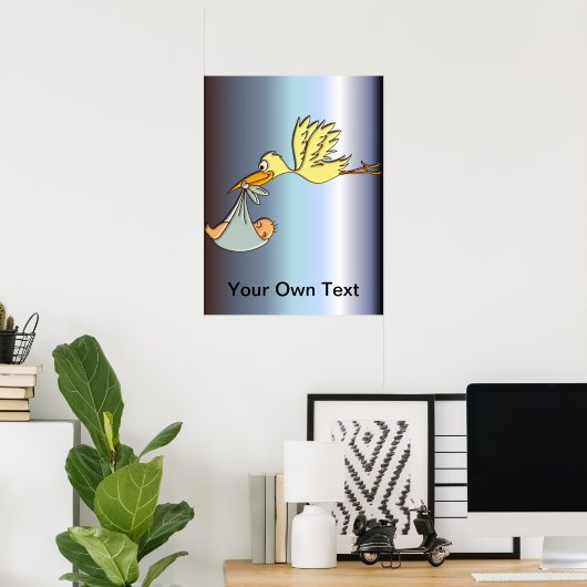 Neugeborene Ankunft - Flying Stork Lieferung Poster (Heimbüro)