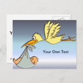 Neugeborene Ankunft - Flying Stork Lieferung Postkarte (Vorne/Hinten)