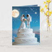 Neugeborene Astronauten auf einer Hochzeitstorte Karte (Gelbe Blume)