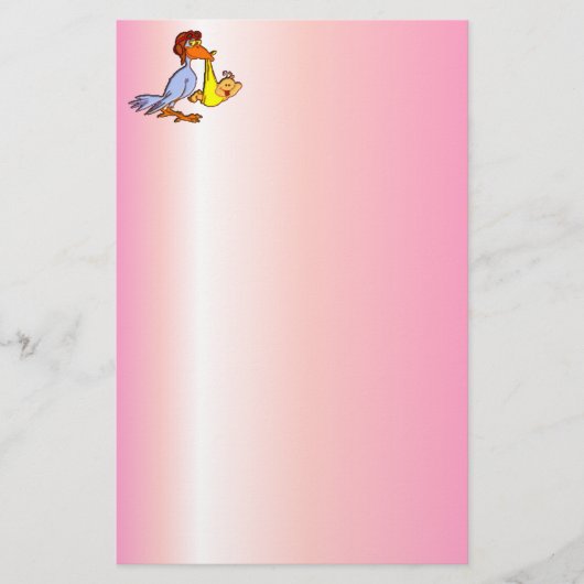 Neugeborene Baby-Ankunft - eine Storch-Lieferung Briefpapier (Vorderseite)