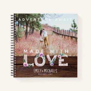 Neugeborene BUCKET LIST Foto Rustikale Lila Blüte Notizblock