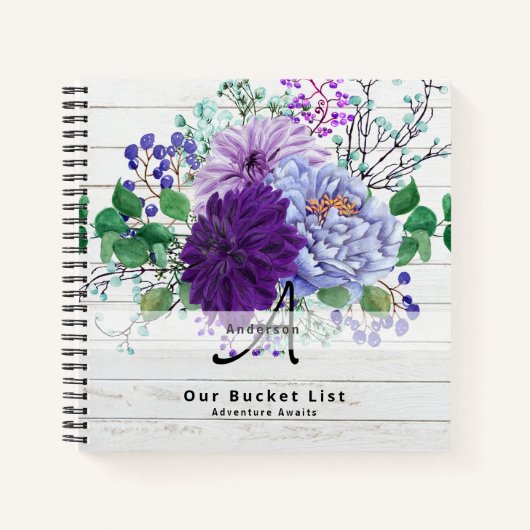 Neugeborene BUCKET LIST Foto Rustikale Lila Blüte Notizblock (Vorderseite)