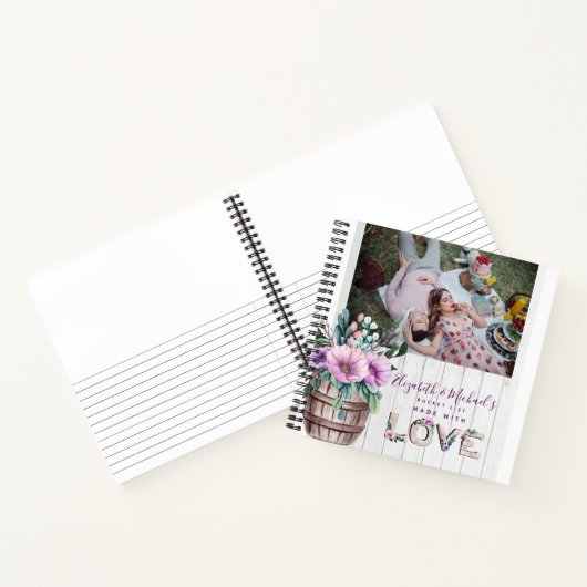 Neugeborene BUCKET LIST Foto Rustikale Lila Blüte Notizblock (Innenseite)