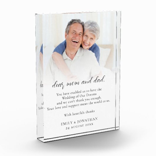 Neugeborene dank der Hochzeit von Eltern Fotoblock (Links)