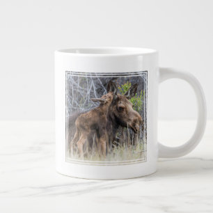 Neugeborene Elchenkalf Nuzzy ihre Mutter Jumbo-Tasse