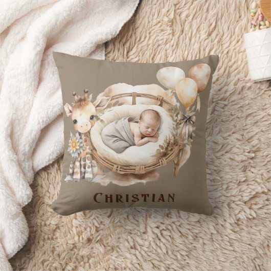 Neugeborene Erde Tone Giraffe Balloons Babydusche Kissen (Decke)