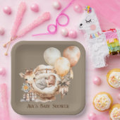 Neugeborene Erde Tone Giraffe Balloons Babydusche Pappteller (Party)
