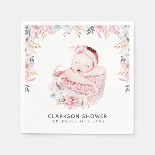 Neugeborene Floral Serviette (Vorderseite)