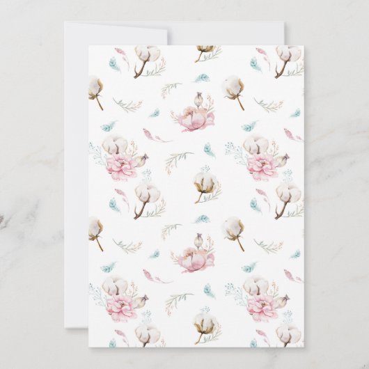 Neugeborene Floral Welcome Baby Einladung (Rückseite)