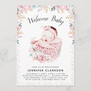 Neugeborene Floral Welcome Baby Einladung