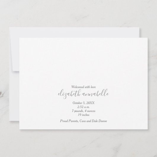 Neugeborene Foto Collage Geburtsankündigungen (Rückseite)