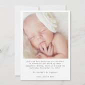 Neugeborene Foto Kalligraphie Geburt Ankündigung (Rückseite)