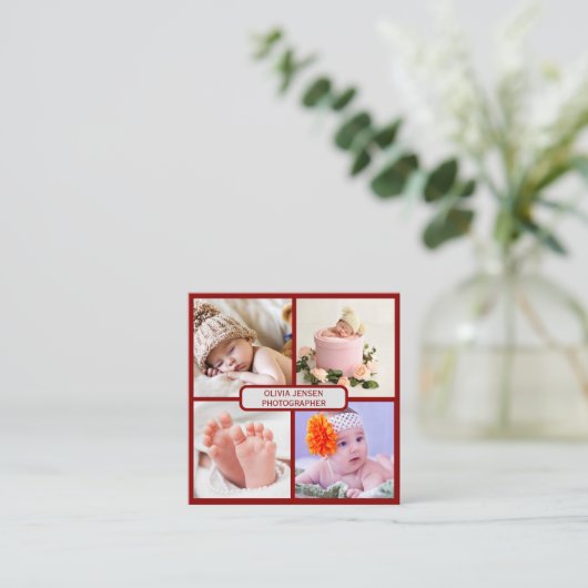 Neugeborene Fotografie Baby Fotograf Foto Quadratische Visitenkarte (Stehend Vorderseite)